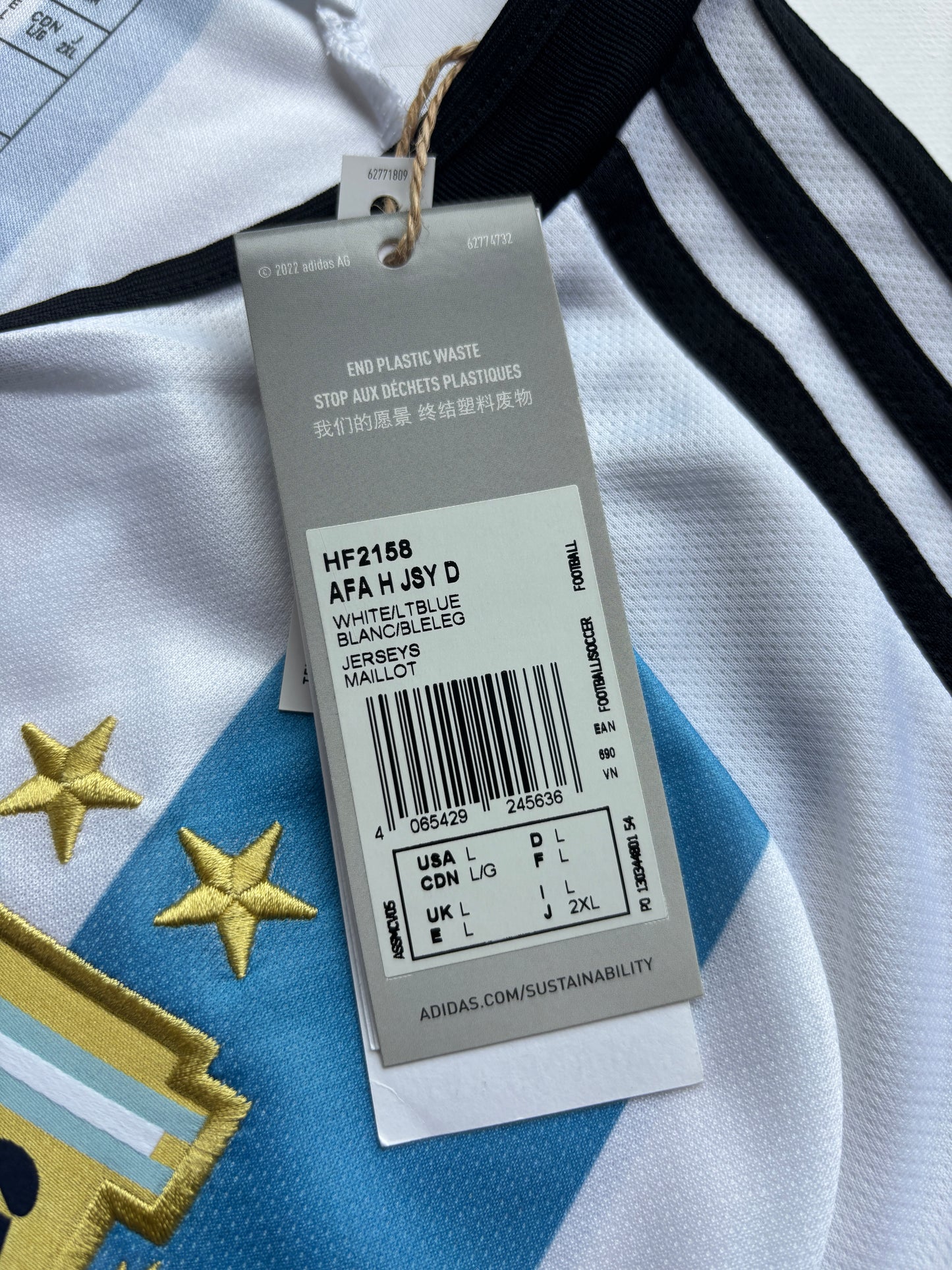 Argentina Home Shirt 2022 (L) Messi 10 BNWT