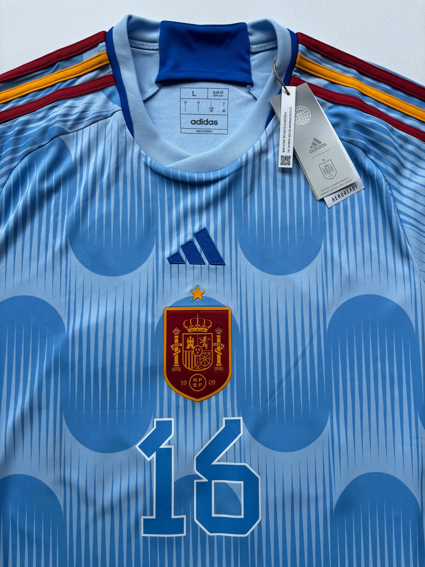 Spain Away Shirt 2022/23 (L) Rodri 16 BNWT