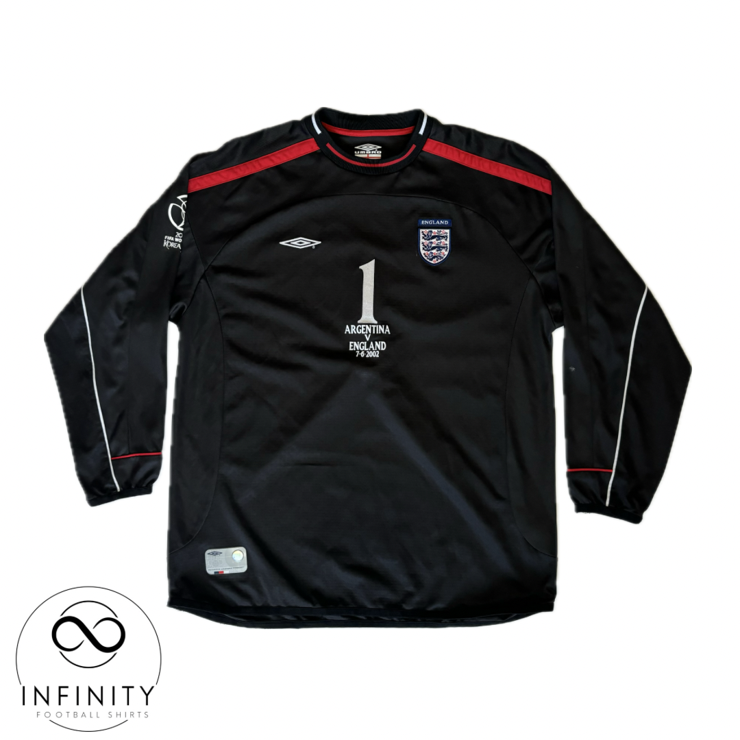 England Home Goalkeeper Shirt 2001/03 (M) Seaman 1