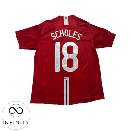 Manchester United Home Shirt 2007/08 (L) Scholes 18